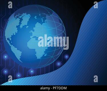 Wireframe world global internet network with big data information technology connecting business model concepts. Vector illustration eps10 Stock Vector