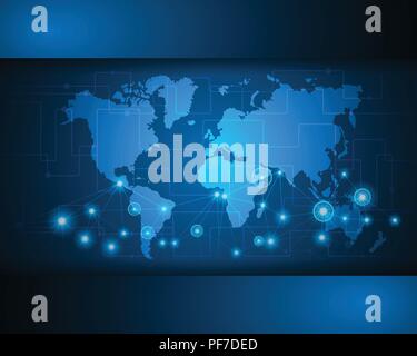 Worldwide map cyber wireless internet line network connection business zone online concept.Vector illustration EPS10 Stock Vector