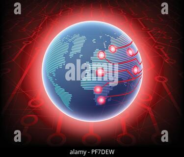 Global worldwide cyber wireless internet Cyber attack by hacker concept background. vector illustration eps10 Stock Vector
