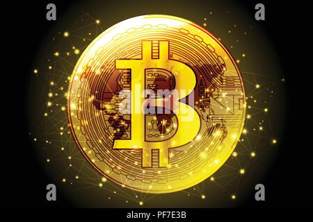 Golden bitcoin digital cryptocurrency  financial concept background.Vector illustration eps10 Stock Vector