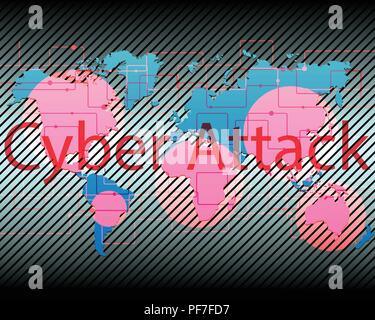 World map Cyber attack by hacker concept background. vector illustration eps10 Stock Vector