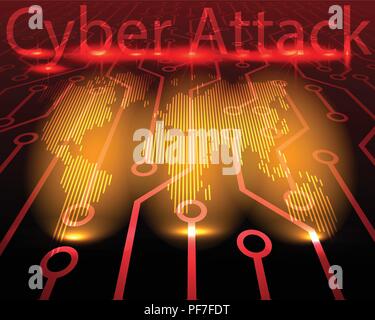 World Map Cyber attack by hacker concept background. vector illustration eps10 Stock Vector