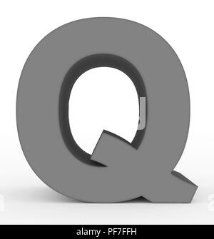 letter Q 3d gray isolated on white - 3d rendering Stock Photo