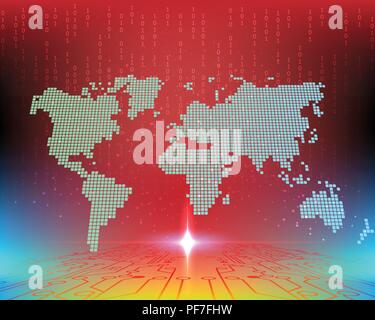 World Cyber attack by hacker concept background with circuit symbols and binary code. vector illustration eps10 Stock Vector