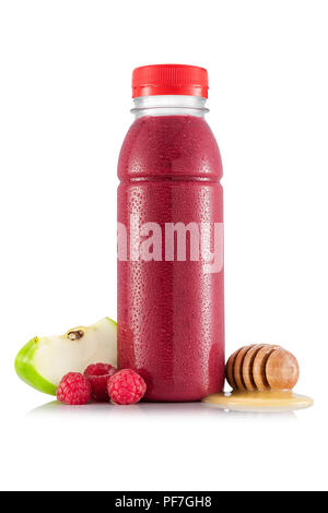 Download Raspberry And Apple Smoothie In Plastic Cup With Fruit Isolated On White Background Stock Photo Alamy PSD Mockup Templates