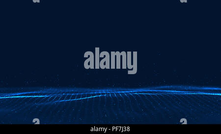 Plexus technology wave for digital background.waving lines,Connected lines and particles. Depth of field. Stock Photo
