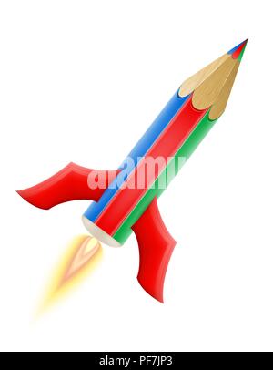 art creative pencil concept rocket vector illustration isolated on background Stock Vector