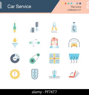 Car Service icons. Flat design collection 51. For presentation, graphic design, mobile application, web design, infographics. Vector illustration. Stock Vector