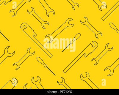Seamless pattern with spanner. Wrench, adjustable wrench tools. Vector illustration Stock Vector
