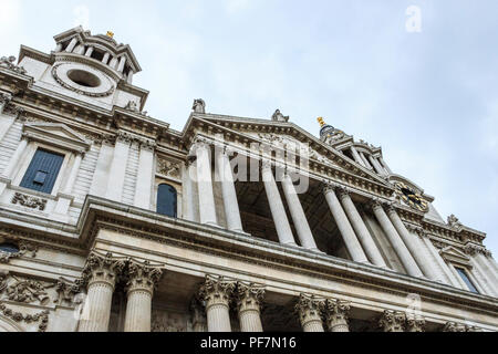 Low angle image of the entrance of St. Paul's Cathedral, London, UK Stock Photo