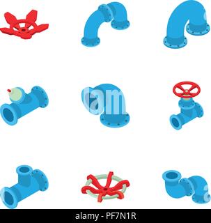 Tubular icons set, isometric style Stock Vector