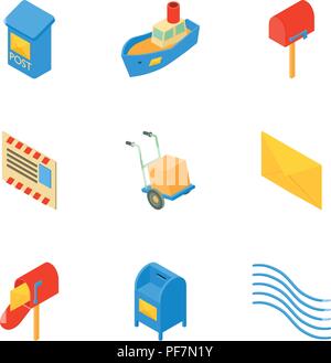 Port safety icons set, isometric style Stock Vector