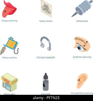 Outward appearance icons set, isometric style Stock Vector