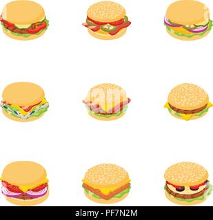 Butcher shop icons set, isometric style Stock Vector