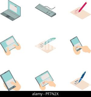Online map icons set, isometric style Stock Vector