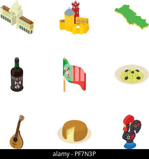 Quiet country icons set, isometric style Stock Vector