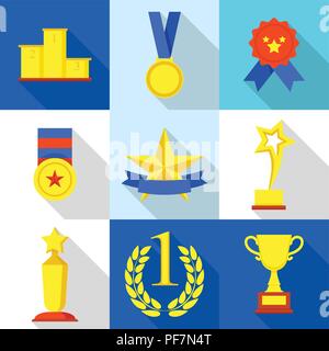 Top prize icons set, flat style Stock Vector