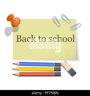 Back to school tool concept background, realistic style Stock Vector