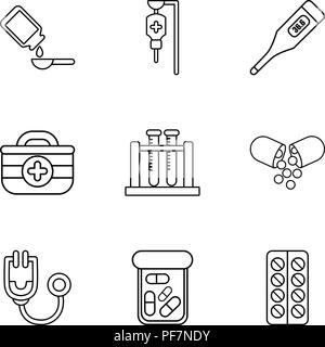 Intoxication icons set, outline style Stock Vector