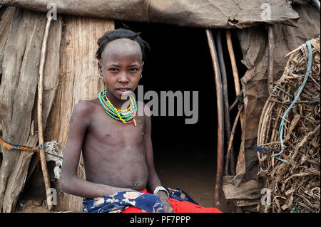 Girl from the Dassanech tribe ( Ethiopia) Stock Photo