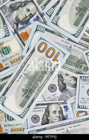 A lot of american dollars banknotes. 100 bucks. Stock Photo