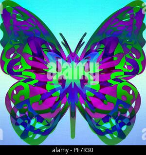 Ornate, multi-colored cutout butterflies make beautiful abstracts. Stock Photo