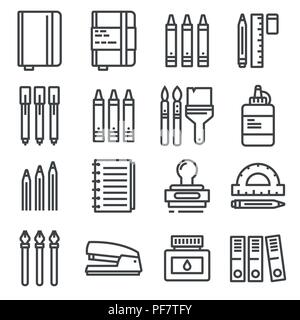 Vector Office things, thin line icons set. Stock Vector