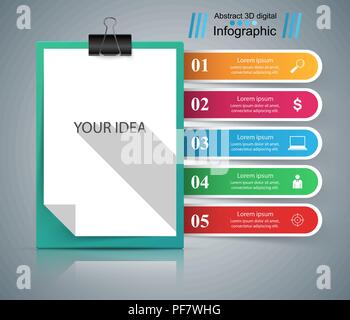 Business paper infographic. Tablet icon. Stock Vector
