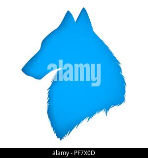 Blue wolf carved from paper Stock Vector