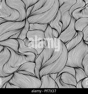 Seamless wave hair line pattern. Stock Vector