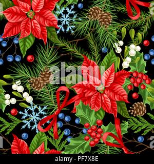 Seamless pattern with winter plants. Stock Vector