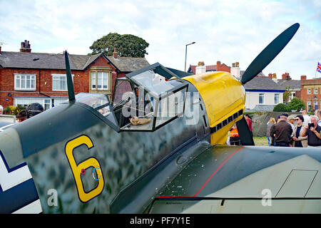 Fully-fitted cockpit of a replica Me109e at the Lytham 1940s Wartime Nostalgia Weekend Stock Photo