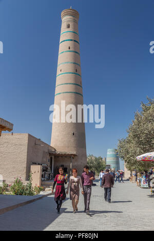 Itchan Kala, walled inner town of Khiva, in Khorezm Province, Uzbekistan, Silk Road, Central Asia Stock Photo