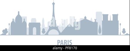 Paris city skyline - cityscape silhouette with landmarks Stock Vector
