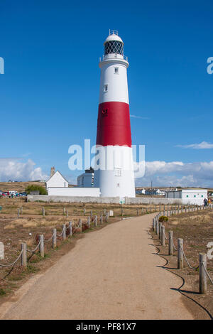 View of Portland Bill, lighthouse on Isle of Portland, Dorset UK Stock Photo