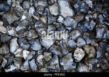 Closeup of flint ragstone traditional wall Stock Photo