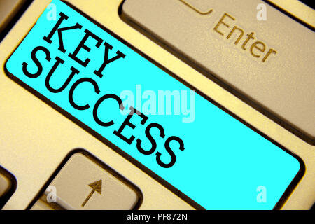Handwriting text Key Success. Concept meaning generally three to five areas that company may focus on Keyboard blue key Intention create computer comp Stock Photo