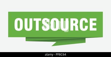 outsource sign. outsource paper origami speech bubble. outsource tag. outsource banner Stock Vector