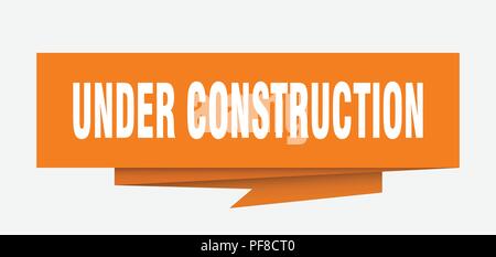under construction sign. under construction paper origami speech bubble. under construction tag. under construction banner Stock Vector