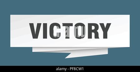 victory sign. victory paper origami speech bubble. victory tag. victory banner Stock Vector