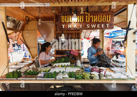 Traditional natural thai sweet food desert in outdoor street market Stock Photo