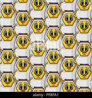 Cartoon Robots Seamless Stock Vector