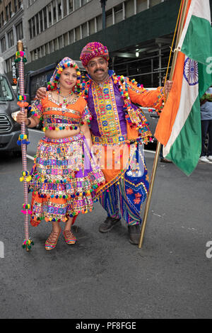 a couple from gujarat wear their native fashions at the 2018 india day parade in new york city pf8fge