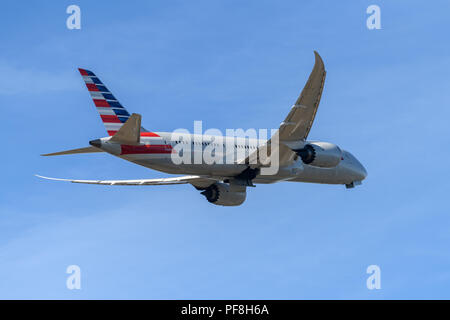 American Airlines Boeing 787 Dreamliner aircraft departing London Heathrow Airport Stock Photo