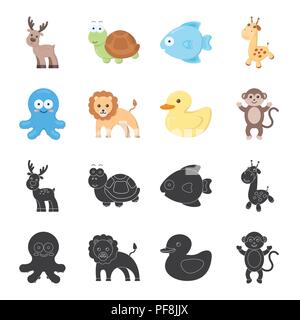 An unrealistic black,cartoon animal icons in set collection for design. Toy animals vector symbol stock  illustration. Stock Vector