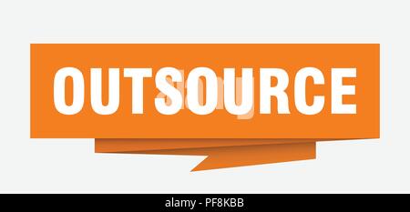 outsource sign. outsource paper origami speech bubble. outsource tag. outsource banner Stock Vector
