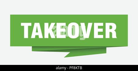 takeover sign. takeover paper origami speech bubble. takeover tag. takeover banner Stock Vector