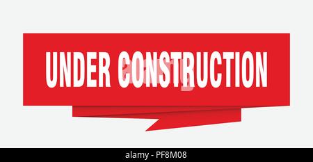 under construction sign. under construction paper origami speech bubble. under construction tag. under construction banner Stock Vector