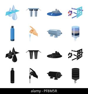 Purification, water, filter, filtration .Water filtration system set collection icons in black,cartoon style vector symbol stock illustration . Stock Vector