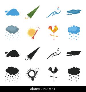 Rain, snow, heat, weathervane. The weather set collection icons in black,cartoon style vector symbol stock illustration . Stock Vector